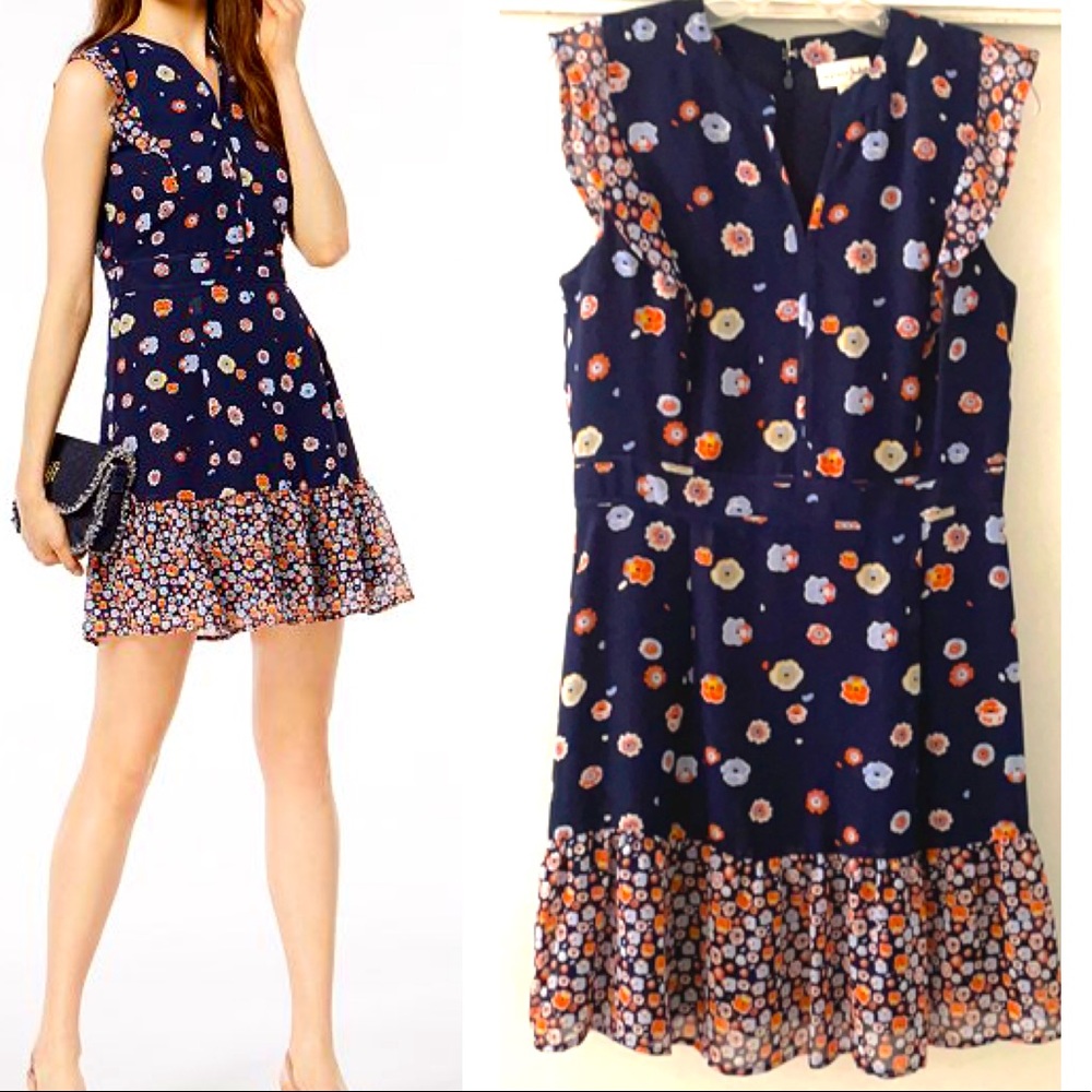 Maison Jules Boho Mixed Floral Mini Dress Sz 6